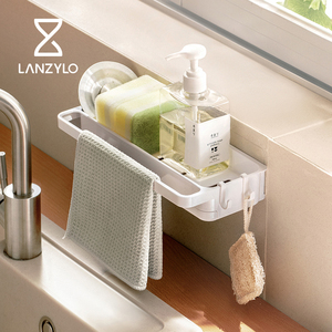 LANZYLO ODM Support mural en ABS non pliable pour évier de cuisine, porte-éponge et rangement pour gadgets de cuisine en plastique - Product Image 1