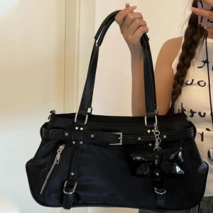 Grand sac à bandoulière multi-poches, sac sous le bras <span class=keywords><strong>de</strong></span> couleur unie pour femmes, avec fermeture à glissière |   OEM et stock disponible - Product Image 2