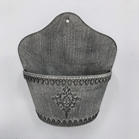 Pot Bunga Gantung Dinding Vintage Setengah Besi, Logam Antik, Lapisan Powder Coating, Ramah Lingkungan, Tahan Lama, untuk Rumah dan Taman