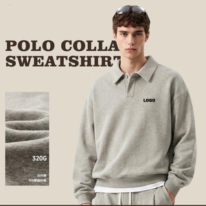 <span class=keywords><strong>Felpa</strong></span> con Colletto <span class=keywords><strong>Polo</strong></span> Personalizzata 320G in Cotone Pesante, Vestibilità Ampia, Manica Lunga, Casual, per Autunno e Inverno - Product Image 1