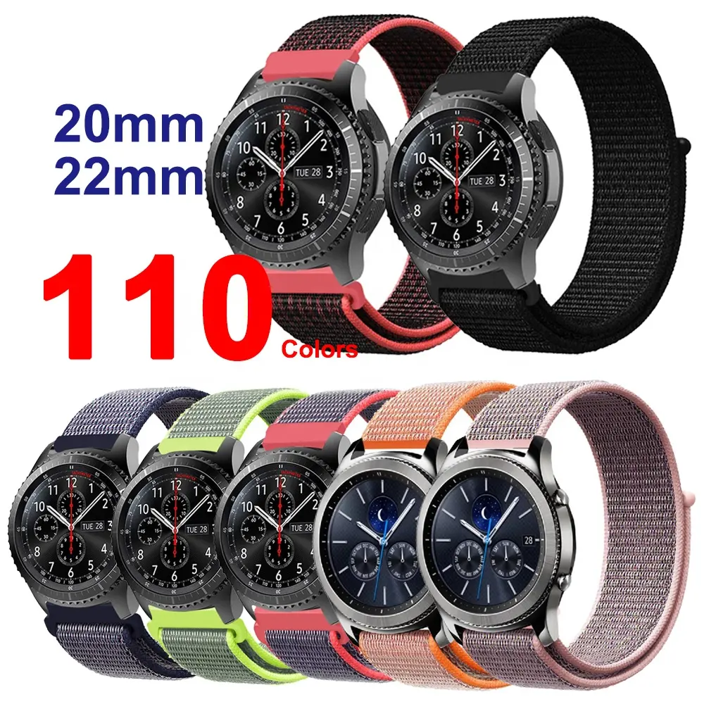 IVANHOE Wristband For Galaxy Watch 42mm 46mm, 22mm 20mm Nylon Sports Replacement Watchband Adjustable For Samsung Gear Sport