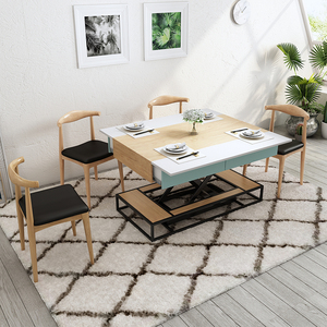Tavolo <span class=keywords><strong>da</strong></span> <span class=keywords><strong>Pranzo</strong></span> Multifunzione in Legno con Piano Sollevabile Regolabile in Altezza, Tavolino <span class=keywords><strong>da</strong></span> Caffè Moderno per Soggiorno - Product Image 2