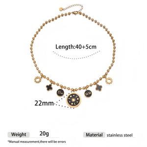 Collana Multiciondolo Impermeabile Landy, Placcata Oro con Catena a Perline, Charm Sole Stella <span class=keywords><strong>Luna</strong></span>, Stile Vintage - Product Image 2