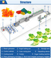 3D Fruit Watermeloen Gummies Snoep Productielijn Zachte Snoepgoed 3D Kleine Gummy Snoep Ananas Maakmachine