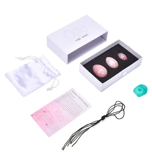 Yoni – oeufs en forme de pierres pour femmes, vente en gros, entraînement de Kegel, pierres précieuses personnalisées, Yoga, oeuf naturel, Rose, Quartz, ensemble d'œufs, 3 pièces