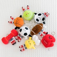 Lot de porte-clés en peluche sur le thème des ballons de sport (Basket, Football, Tennis), haltères et gants de boxe, mignons, personnalisables, OEM, EN71 CE, 12cm, en tissu PP