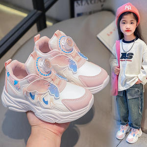 2025 automne hiver filles chaussures de sport avec bouton rotatif nouveaux enfants décontracté papa chaussures Plus velours coton PU semelle intérieure - Product Image 4