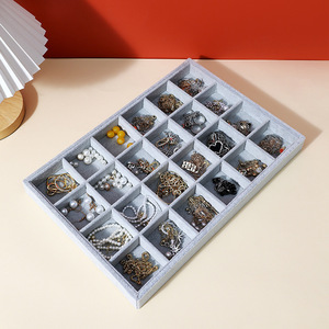 Jewelry Storage Tray 12 Compartments Rectangle Gray Velvet Desktop Organizer For Earrings Bracelets <b>Rings</b> Makeup Accessories - Product Image 5