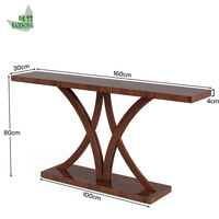 Table console moderne rétro écologique en bois brun, table d'entrée, table de canapé, table d'appoint avec structure métallique pour salon, villa, couloir
