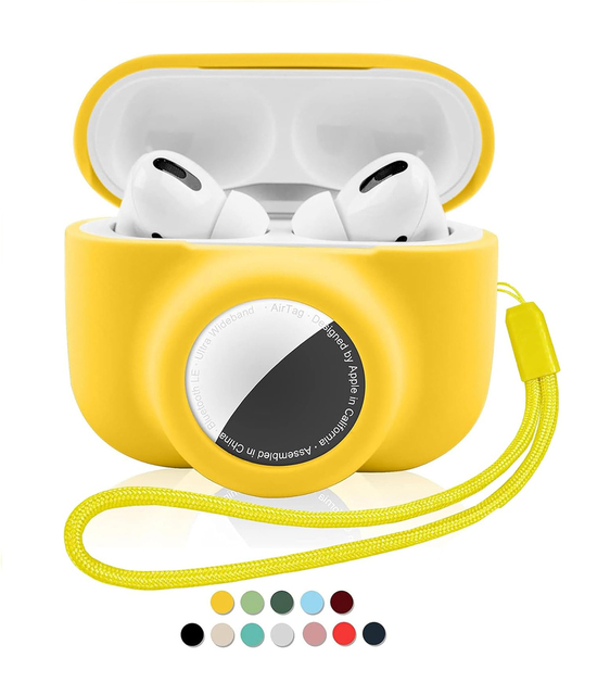 For Apple  AirTags & AirPods Pro 2nd Silicone Case, 2 in 1 Protective Skin Sleeve Earphone Case GPS Tracker Case Holder Combo