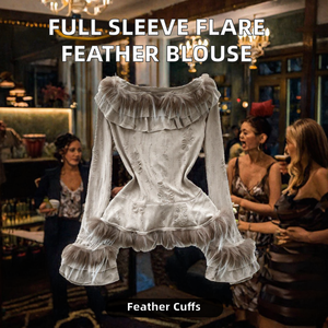 Damen-Bluse mit Federbesatz, volle Ärmel, Raglan-Rüschenkragen, gewebtes Hemd, lässig, Herbst - Product Image 2
