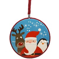 Penyangga Panci Keramik Natal Grosir Desain Santa Claus Rusa dengan Cetak Transfer Panas; Kreatif, Embos, Mengkilap, Tahan Air