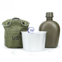 YUEMAI USA - Juego de 3 Botellas de Agua Tácticas de 1 Litro de Aleación de Aluminio y PE con Funda Aislante de Fieltro