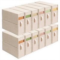 ZenStorage Lot de 12 Organisateurs de Rangement en Tissu Pliables Anti-Poussière pour Draps de Lit King/Queen Size, Design Moderne, Beige
