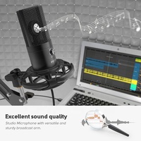 Microphone à condensateur de studio FIFINE T669, microphone d'enregistrement, microfono inalámbrico, microphone USB professionnel