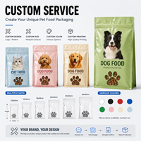 Sacs d'emballage personnalisés refermables pour aliments pour animaux, en film polyester, à fond plat, pour chiens, chats et animaux de compagnie, avec fermeture éclair et valve