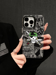 Coque de téléphone personnalisée antichoc avec motif de crâne de pirate et croix d'os pour <span class=keywords><strong>iPhone</strong></span> 17/15 Pro Max, impression de bande dessinée - Product Image 2