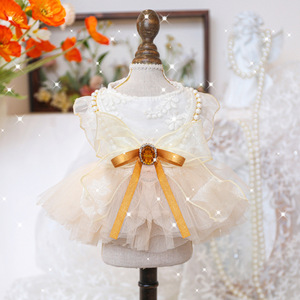 Pet Spring/Summer Collection: Teddy Bear, Bichon Frise, Pomeranian, <b>Cat</b>, and Puppy <b>Clothes</b> - Gold-Plated Wedding Dress - Product Image 1