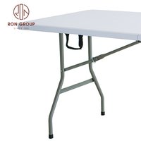 Table de pique-nique rectangulaire pliable en plastique HDPE de 6 pieds pour l'extérieur, mobilier d'hôtel moderne en gros