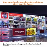 Vitrine d'exposition LED avec peinture effet cuire, miroir et panneau arrière personnalisable - Comptoir de caisse tendance pour boutique et îlot cadeau