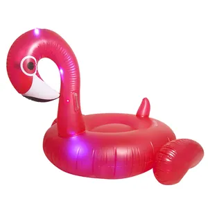 Flotteur de piscine gonflable en forme de cygne, radeau rouge à LED à l'intérieur, avec poignées, pour la fête de piscine, 2022