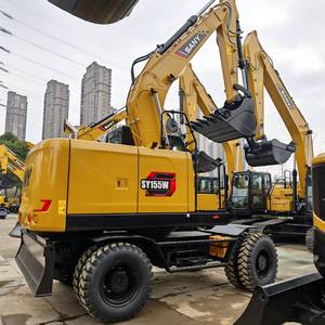 SANY SY155W 15.5 Ton Wheel Excavator Hydraulic Wheel Digger Construction <b>Machinery</b> for Sale - Product Image 1
