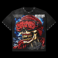 T-shirt Hip Hop Homme Haute Qualité Noir Délavé Motif Graphique Coton Lourd 100% Nouveau Modèle Personnalisé