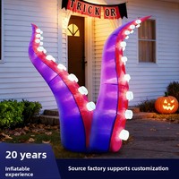 Décoration de Jardin Gonflable LED Halloween : Pieuvre Kraken Monstre Marin Effrayant pour Extérieur, Ornement de Pelouse Gonflable, Accessoire de Fête Hantée, Vente en Gros