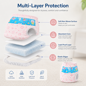 Couches jetables super absorbantes et anti-fuites pour femelles chiennes, culottes hygiéniques ajustables pour animaux de compagnie, vente en gros OEM - Product Image 3