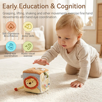 Cube d'activités Montessori pour bébé, jouet hochet lion, cube sensoriel avec anneau suspendu, coordination œil-main, cadeau de développement pour nourrisson