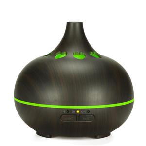 Adjustable Time Setting & Color Light Changing Air Humidifier, 150ml Wood Grain Aromatherapy Essential Oil Diffuser