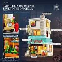 Reobrix 66505 1157PCS Juego de bloques de construcción de librería callejera japonesa, modelo MOC, juguete tecnológico de plástico, regalo moderno para festivales, hobby