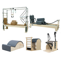 Ensemble Pilates cinq pièces : Correcteur de lit d'entraînement pour le renforcement du tronc, la correction de la colonne vertébrale, la réduction de la graisse et le remodelage corporel en bois d'érable