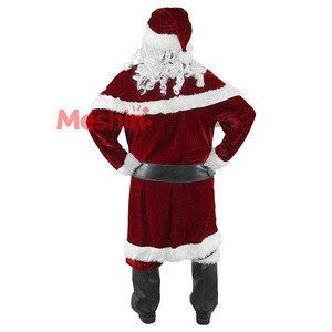Costume de Père Noël pour hommes, tenue de Noël en polyester pour adultes, costume de cosplay pour fête de fin d'année, ensemble complet avec chapeau et barbe - Product Image 4