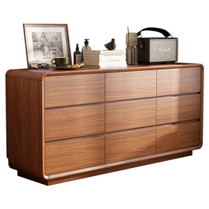 Solid Wood <b>Chest</b> Of Drawers Five Drawer Walnut Color <b>Storage</b> Cabinet For Bedroom Living Room - Product Image 3