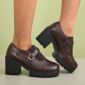 Platform Thick Heel Deep Mouth Professional Shoes for Women Autumn Plus Size Thick Sole British High-heeled Small Shoes - Product Image 1