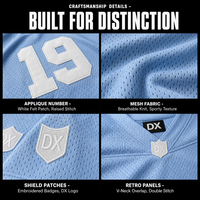 Maillot de football rétro Y2K bleu ciel personnalisé avec numéros et écussons en maille, coupe oversize et carrée pour fabricants OEM ODM