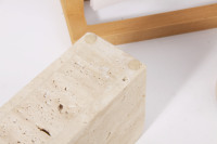 Boîte à mouchoirs en travertin beige, design en pierre naturelle, élégante, durable, stylée, VSTONE, décoration de table à manger, maison, cuisine, restaurants, cafés