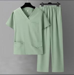 Style Scrubs Uniformes Poches Tops Pantalon de travail à jambe droite extensible pour la clinique Salon dentaire médical - Product Image 3