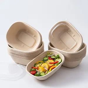 Compostable Take Out Food Container Disposable Paper Salad Bowl Reusable Biodegradable To Go Food Containers