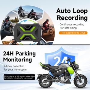 Caméra de tableau de bord <span class=keywords><strong>moto</strong></span> double avant/arrière 1080p, étanche IP67, enregistrement en boucle, surveillance de stationnement 24h/24, vision nocturne, contrôle par application, capteur G - Product Image 2