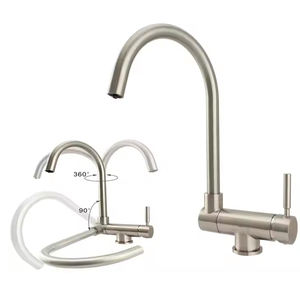 <span class=keywords><strong>Robinet</strong></span> de cuisine moderne pliable en acier inoxydable brossé avec mélangeur rotatif à 360 degrés, <span class=keywords><strong>robinet</strong></span> d'eau pour fenêtre <span class=keywords><strong>avant</strong></span>, accessoire - Product Image 2