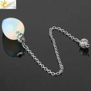 CSJA, оптовая продажа, капля воды, исцеляющий натуральный драгоценный камень, розовый кварц, маятник, Кристалл Аметист, кулон для гадания G399 - Product Image 2