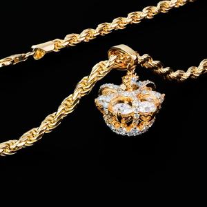 Joyería Hip Hop Personalizada al por Mayor, Cadena de Cuerda para Hombre en Plata 925 Chapada en Oro, con Diamantes VVS y Colgante de Moissanita - Product Image 1