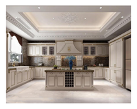 Ensemble complet de meubles de cuisine RTA blancs de style américain pour projet d'appartement, avec îlot central