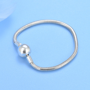 Factory Wholesale S925 Sterling Silver Zircon Rhodium Plated Trendy Simple Snake Bone <b>Charm</b> <b>Bracelet</b> Women <b>Beaded</b> Jewelry DIY - Product Image 2