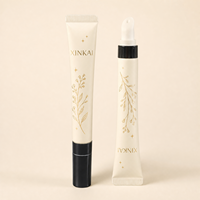 Tube souple vide personnalisé pour brillant à lèvres avec embout applicateur en silicone et capuchon noir – Emballage cosmétique pour baume à lèvres