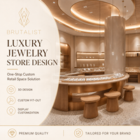 Meuble de présentation sur mesure pour bijouterie en bois naturel, éclairage LED moderne et luxueux, solution écologique pour l'aménagement complet de la boutique