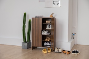 Étagère à chaussures pour appartement individuel, étagère à chaussures en panneaux de particules, design moderne, table de rangement pour chaussures d'entrée - Product Image 5