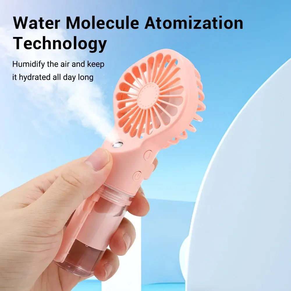 Custom Logo Portable Mini Handheld Fans with Humidifier Rechargeable Outdoor Spray Cooling Hand Held Fan table fan